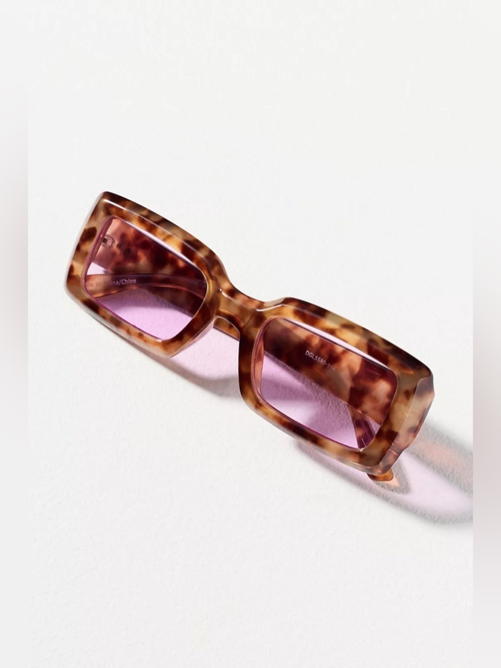 ANTHROPOLOGIE Eyeking Tortoiseshell Rectangular Sunglasses Brown/Pink $38 NWT
